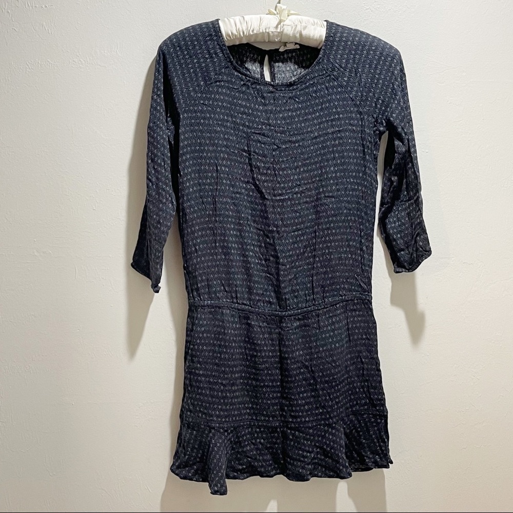 JOIE SOFT Women’s Charcoal Gray FINA FLOUNCE Dress 3/4 Sleeve Elastic Waist XS